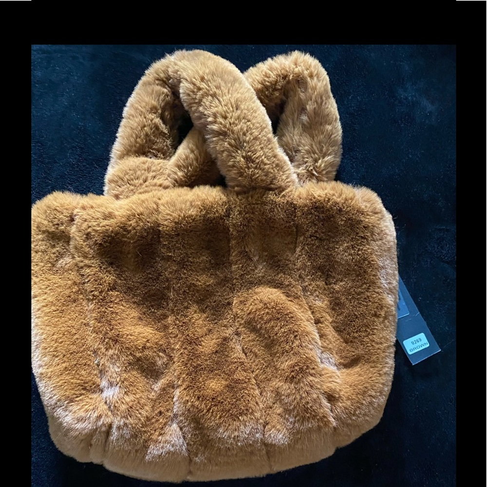 Faux fur purse small tote crossbody